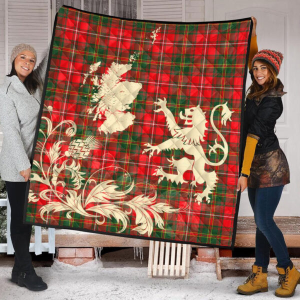 Hay Modern Clan Quilt, Scottish Tartan Hay Modern Clans Premium Quilt Lion Thistle Map Style - Image 2