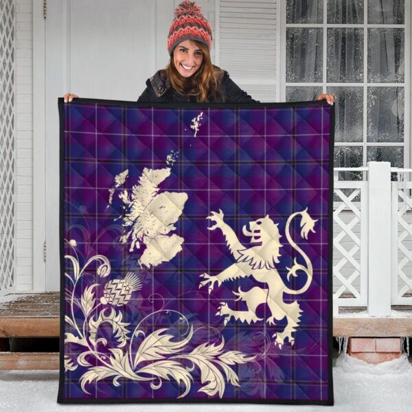 Pride of Glencoe Clan Quilt, Scottish Tartan Pride of Glencoe Clans Premium Quilt Lion Thistle Map Style - Image 3