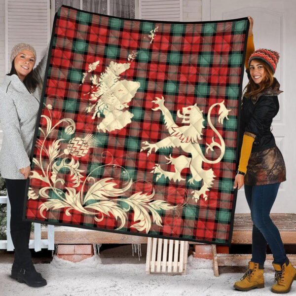 Kerr Ancient Clan Quilt, Scottish Tartan Kerr Ancient Clans Premium Quilt Lion Thistle Map Style - Image 2