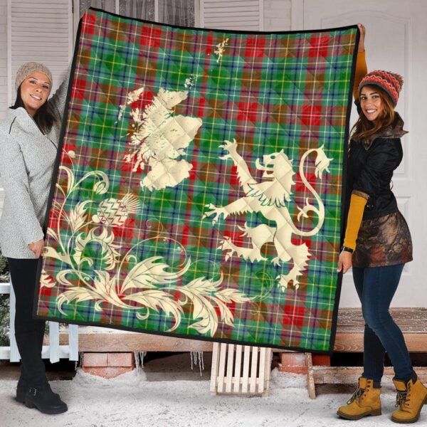 Muirhead Clan Quilt, Scottish Tartan Muirhead Clans Premium Quilt Lion Thistle Map Style - Image 2