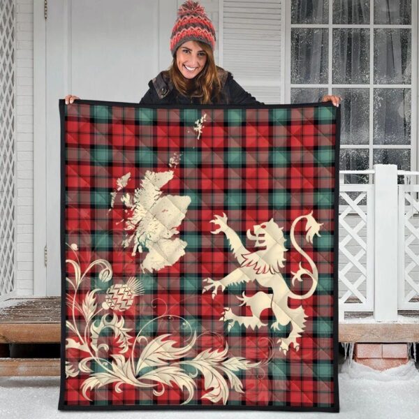 Kerr Ancient Clan Quilt, Scottish Tartan Kerr Ancient Clans Premium Quilt Lion Thistle Map Style - Image 3