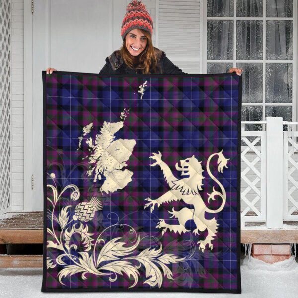 Pride of Scotland Clan Quilt, Scottish Tartan Pride of Scotland Clans Premium Quilt Lion Thistle Map Style - Image 3