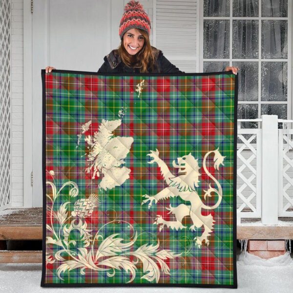 Muirhead Clan Quilt, Scottish Tartan Muirhead Clans Premium Quilt Lion Thistle Map Style - Image 3