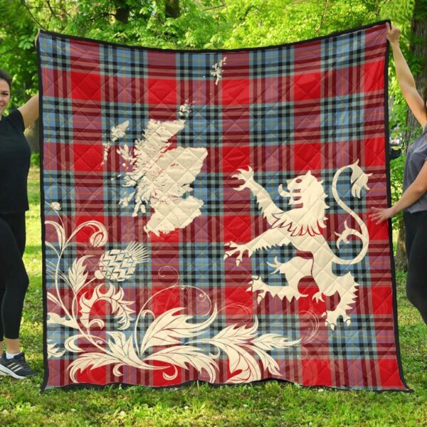 MacLeay Clan Quilt, Scottish Tartan MacLeay Clans Premium Quilt Lion Thistle Map Style