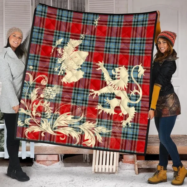 MacLeay Clan Quilt, Scottish Tartan MacLeay Clans Premium Quilt Lion Thistle Map Style - Image 2