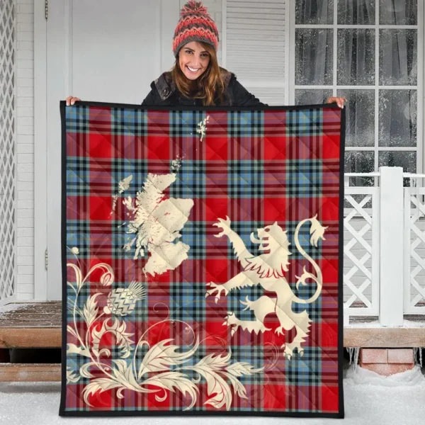 MacLeay Clan Quilt, Scottish Tartan MacLeay Clans Premium Quilt Lion Thistle Map Style - Image 3