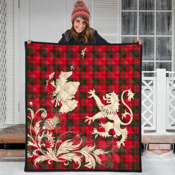 Grant Modern Clan Quilt, Scottish Tartan Grant Modern Clans Premium Quilt Lion Thistle Map Style - Image 3