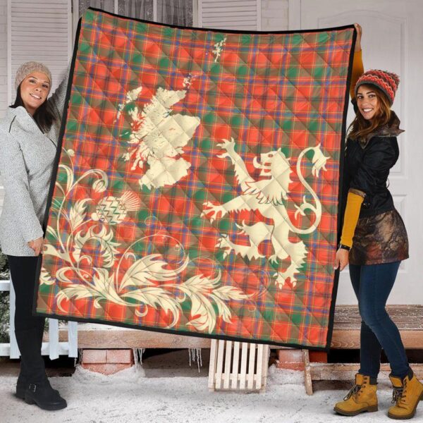 Munro Ancient Clan Quilt, Scottish Tartan Munro Ancient Clans Premium Quilt Lion Thistle Map Style - Image 2