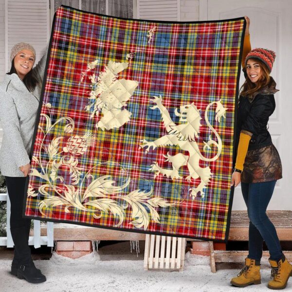 Ogilvie of Airlie Ancient Clan Quilt, Scottish Tartan Ogilvie of Airlie Ancient Clans Premium Quilt Lion Thistle Map Style - Image 2