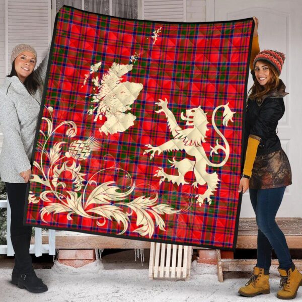 MacKillop Clan Quilt, Scottish Tartan MacKillop Clans Premium Quilt Lion Thistle Map Style - Image 2