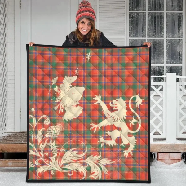 Munro Ancient Clan Quilt, Scottish Tartan Munro Ancient Clans Premium Quilt Lion Thistle Map Style - Image 3