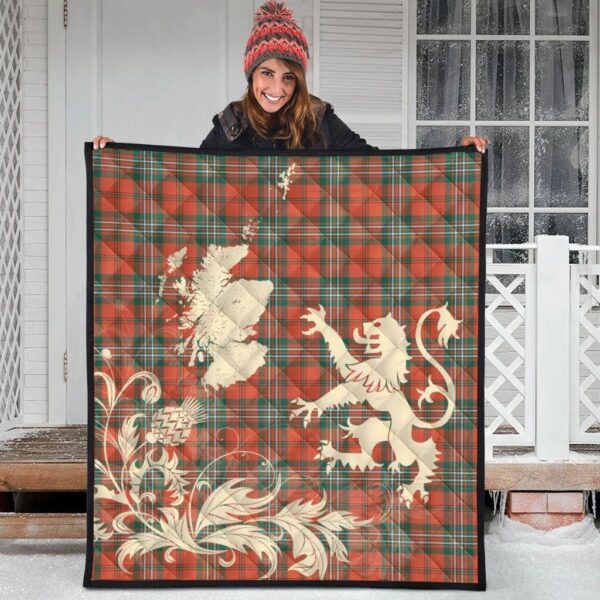 SCOTT ANCIENT Clan Quilt, Scottish Tartan SCOTT ANCIENT Clans Premium Quilt Lion Thistle Map Style - Image 3