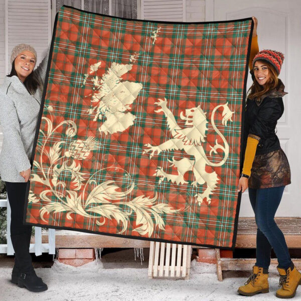 SCOTT ANCIENT Clan Quilt, Scottish Tartan SCOTT ANCIENT Clans Premium Quilt Lion Thistle Map Style - Image 2