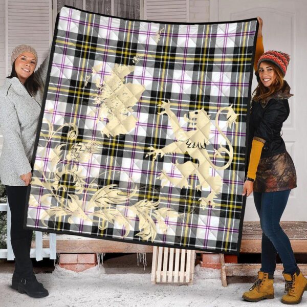 MacPherson Dress Modern Clan Quilt, Scottish Tartan MacPherson Dress Modern Clans Premium Quilt Lion Thistle Map Style - Image 2