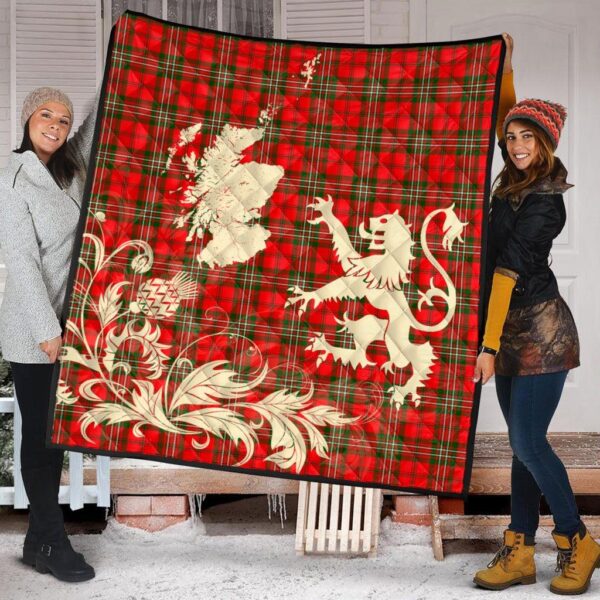 SCOTT MODERN Clan Quilt, Scottish Tartan SCOTT MODERN Clans Premium Quilt Lion Thistle Map Style - Image 2