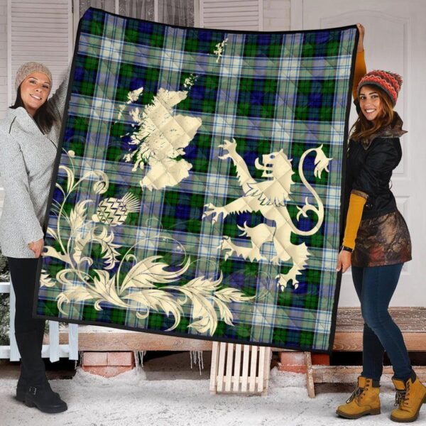 Blackwatch Dress Modern Clan Quilt, Scottish Tartan Blackwatch Dress Modern Clans Premium Quilt Lion Thistle Map Style - Image 2