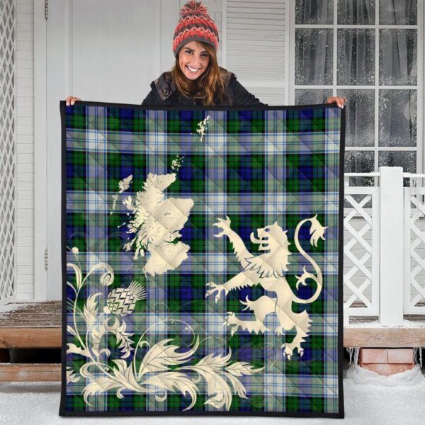 Blackwatch Dress Modern Clan Quilt, Scottish Tartan Blackwatch Dress Modern Clans Premium Quilt Lion Thistle Map Style - Image 3