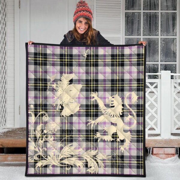 MacPherson Dress Ancient Clan Quilt, Scottish Tartan MacPherson Dress Ancient Clans Premium Quilt Lion Thistle Map Style - Image 3