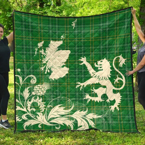 Wexford County Clan Quilt, Scottish Tartan Wexford County Clans Premium Quilt Lion Thistle Map Style