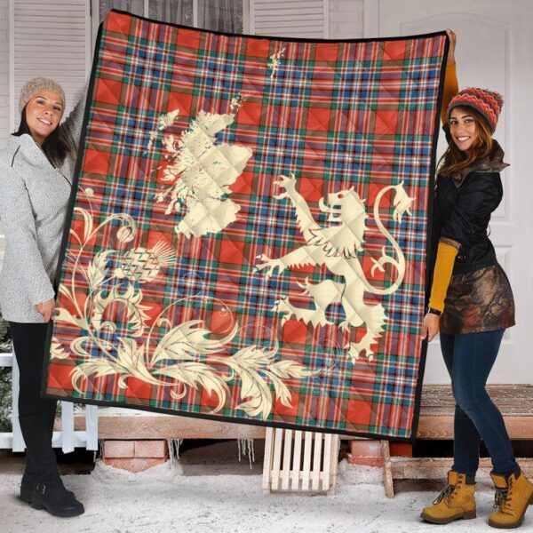 MacFarlane Ancient Clan Quilt, Scottish Tartan MacFarlane Ancient Clans Premium Quilt Lion Thistle Map Style - Image 2