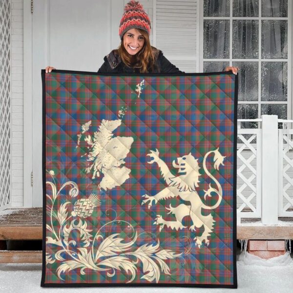 MacIntyre Ancient Clan Quilt, Scottish Tartan MacIntyre Ancient Clans Premium Quilt Lion Thistle Map Style - Image 3