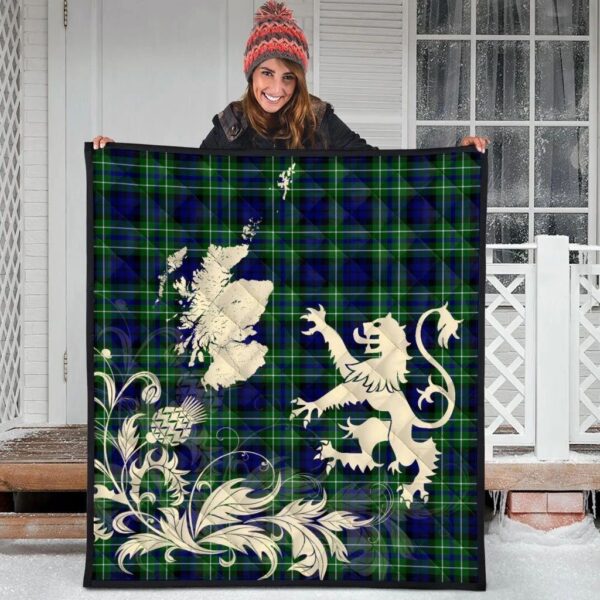 MacNeill of Colonsay Ancient Clan Quilt, Scottish Tartan MacNeill of Colonsay Ancient Clans Premium Quilt Lion Thistle Map Style - Image 3