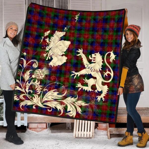 Tennant Clan Quilt, Scottish Tartan Tennant Clans Premium Quilt Lion Thistle Map Style - Image 2