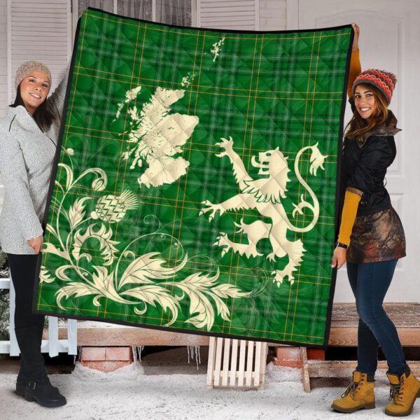 Wexford County Clan Quilt, Scottish Tartan Wexford County Clans Premium Quilt Lion Thistle Map Style - Image 2