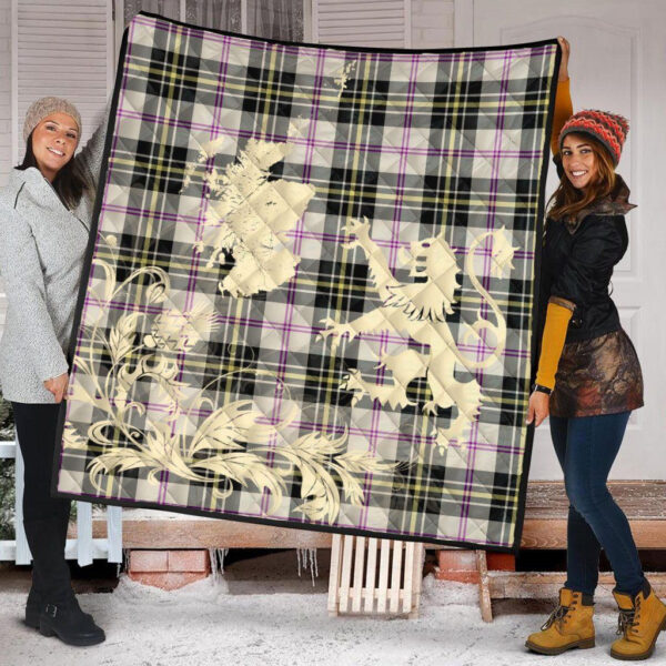 MacPherson Dress Ancient Clan Quilt, Scottish Tartan MacPherson Dress Ancient Clans Premium Quilt Lion Thistle Map Style - Image 2