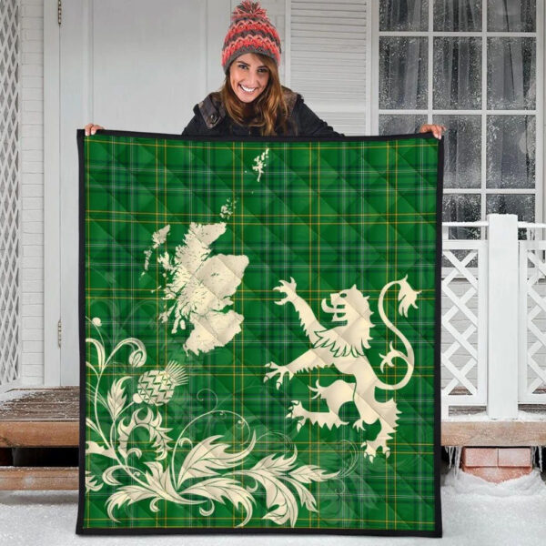 Wexford County Clan Quilt, Scottish Tartan Wexford County Clans Premium Quilt Lion Thistle Map Style - Image 3