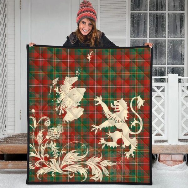 Hay Ancient Clan Quilt, Scottish Tartan Hay Ancient Clans Premium Quilt Lion Thistle Map Style - Image 3