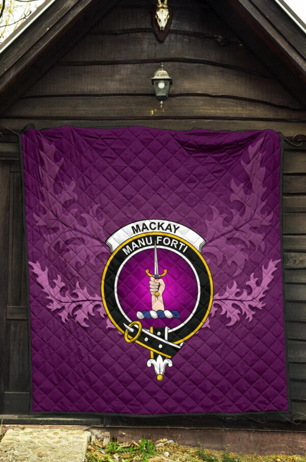 MacKay Weathered Clan Quilt, Scottish Tartan MacKay Weathered Clans Quilt Violet Style - Image 5