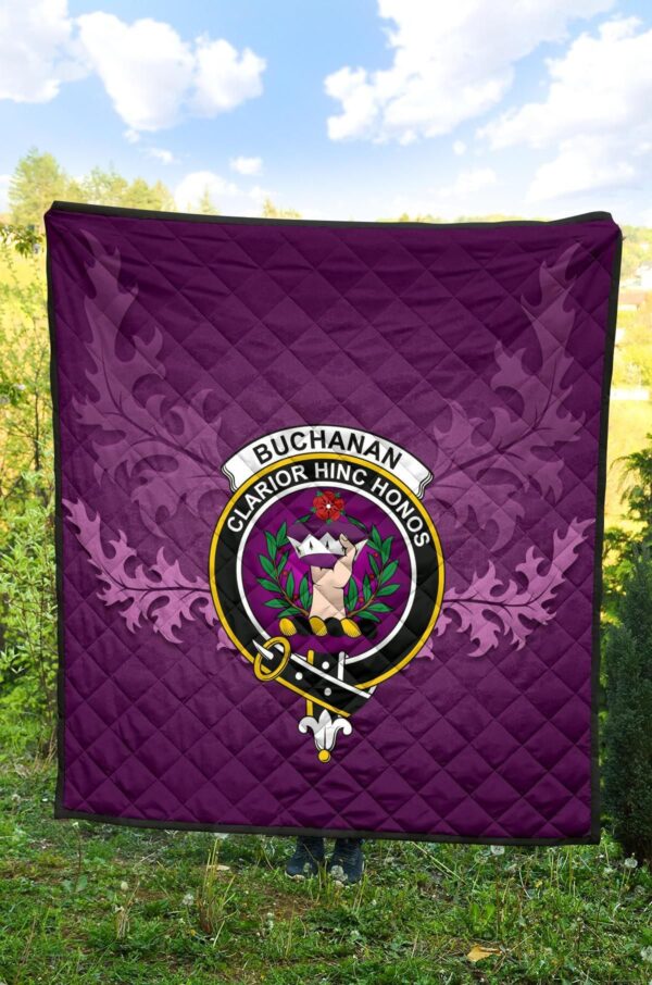 Buchanan Old Sett Clan Quilt, Scottish Tartan Buchanan Old Sett Clans Quilt Violet Style - Image 4