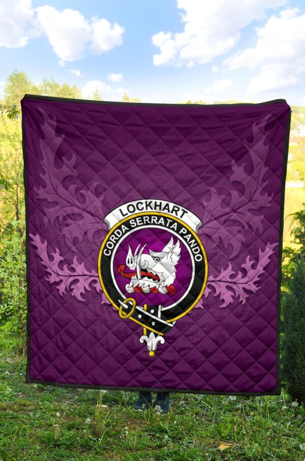 Lockhart Modern Clan Quilt, Scottish Tartan Lockhart Modern Clans Quilt Violet Style - Image 4