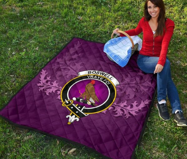 Boswell Modern Clan Quilt, Scottish Tartan Boswell Modern Clans Quilt Violet Style - Image 6