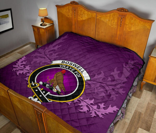 Boswell Modern Clan Quilt, Scottish Tartan Boswell Modern Clans Quilt Violet Style - Image 11