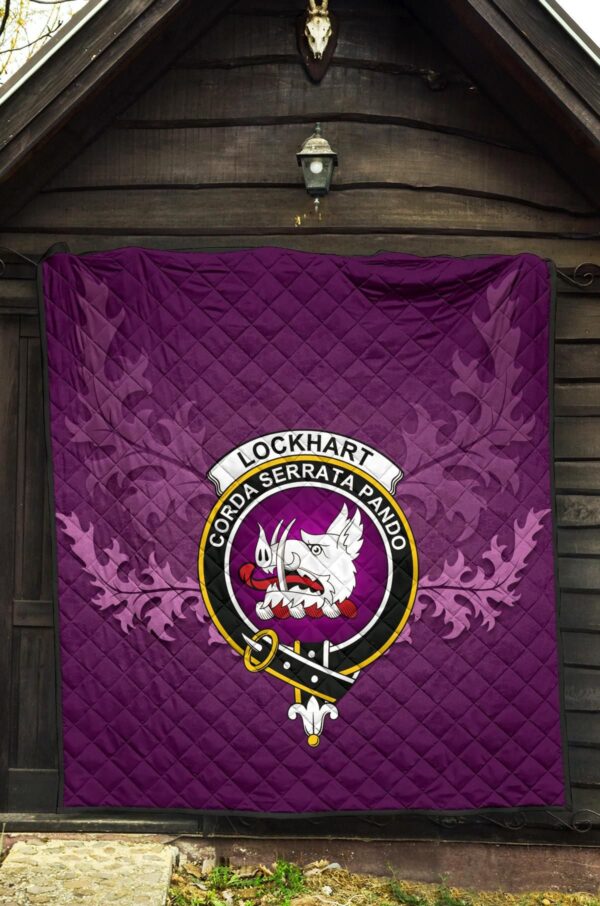 Lockhart Modern Clan Quilt, Scottish Tartan Lockhart Modern Clans Quilt Violet Style - Image 5