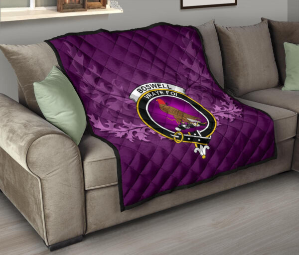 Boswell Modern Clan Quilt, Scottish Tartan Boswell Modern Clans Quilt Violet Style - Image 9