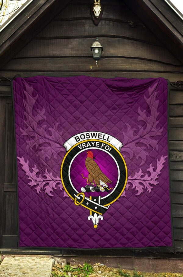 Boswell Modern Clan Quilt, Scottish Tartan Boswell Modern Clans Quilt Violet Style - Image 5