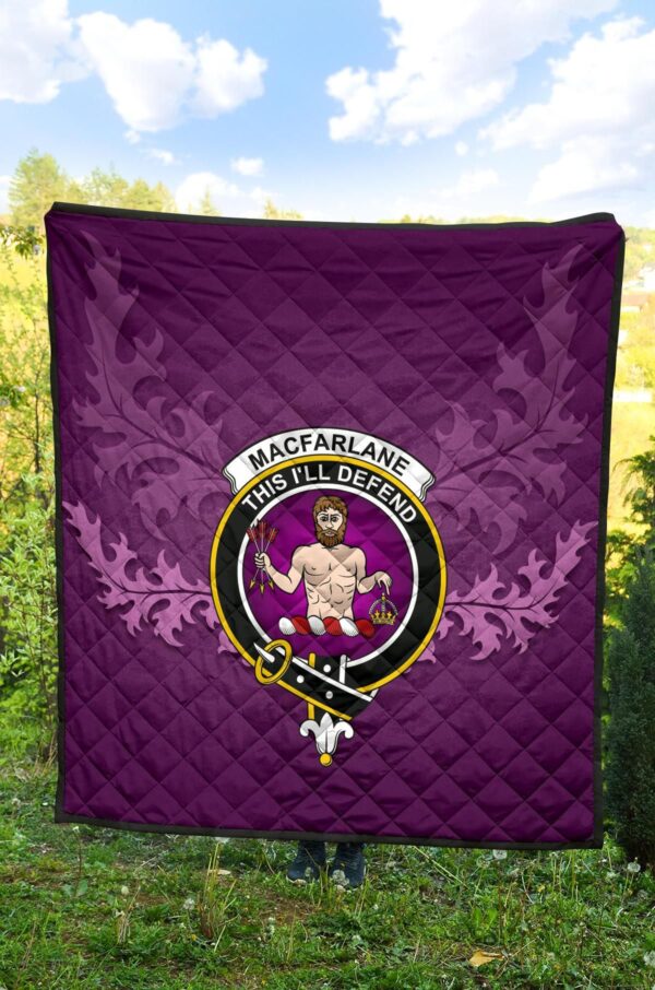 MacFarlane Modern Clan Quilt, Scottish Tartan MacFarlane Modern Clans Quilt Violet Style - Image 4