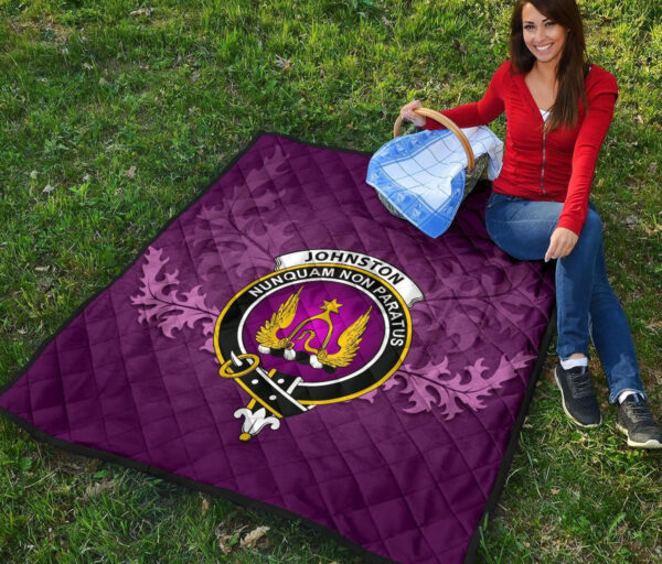 Johnston Modern Clan Quilt, Scottish Tartan Johnston Modern Clans Quilt Violet Style - Image 6