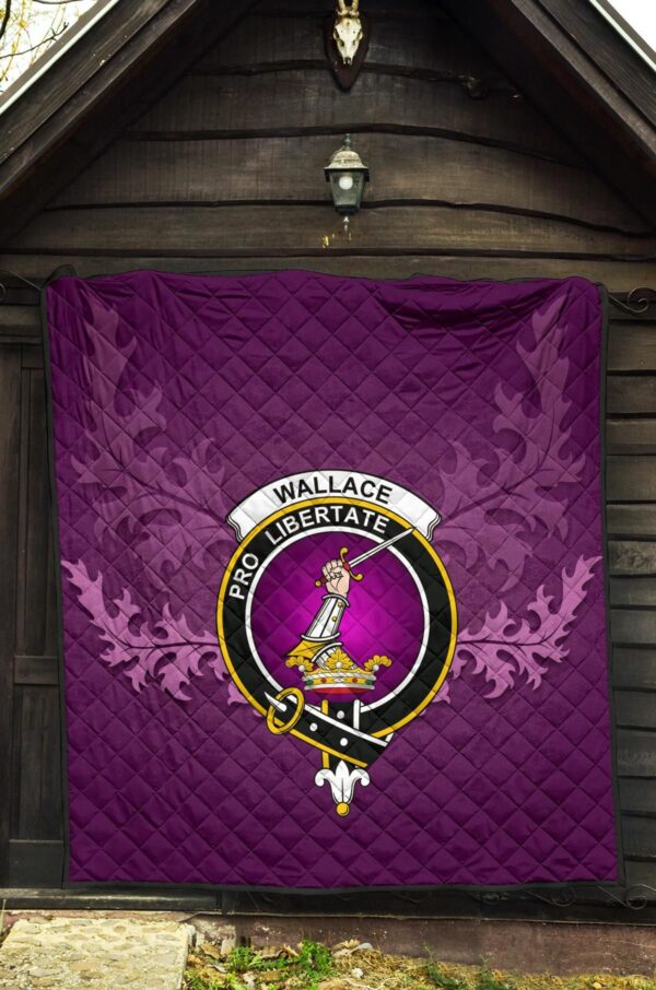 Wallace Weathered Clan Quilt, Scottish Tartan Wallace Weathered Clans Quilt Violet Style - Image 5