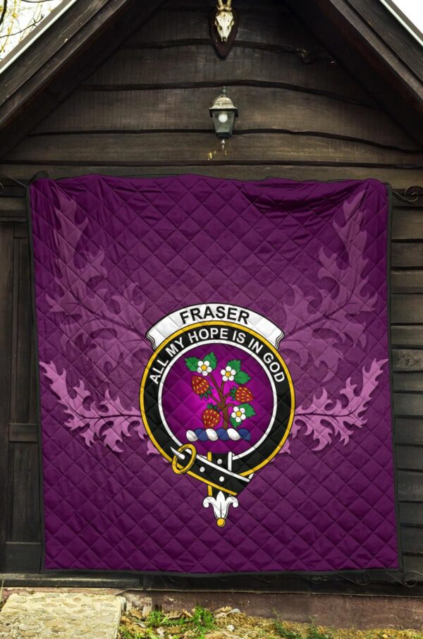 Fraser Weathered Clan Quilt, Scottish Tartan Fraser Weathered Clans Quilt Violet Style - Image 5