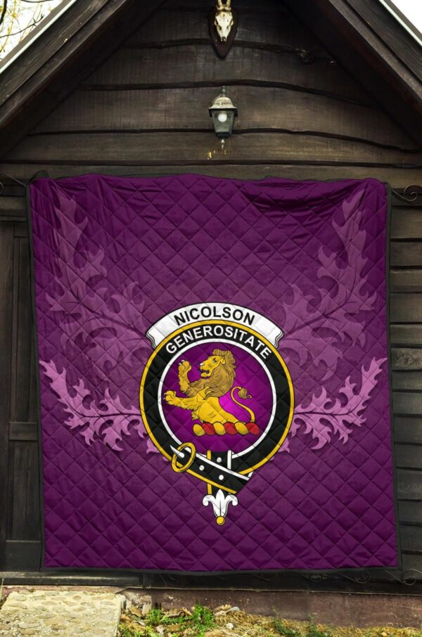 Nicolson Hunting Weathered Clan Quilt, Scottish Tartan Nicolson Hunting Weathered Clans Quilt Violet Style - Image 5