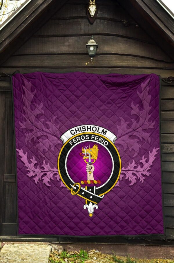 Chisholm Modern Clan Quilt, Scottish Tartan Chisholm Modern Clans Quilt Violet Style - Image 5