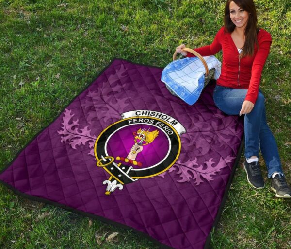 Chisholm Modern Clan Quilt, Scottish Tartan Chisholm Modern Clans Quilt Violet Style - Image 6