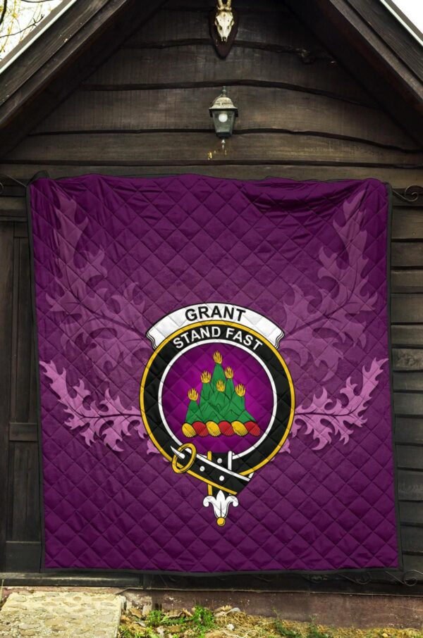 Grant Ancient Clan Quilt, Scottish Tartan Grant Ancient Clans Quilt Violet Style - Image 5