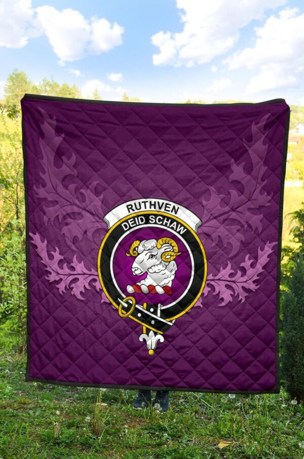 Ruthven Modern Clan Quilt, Scottish Tartan Ruthven Modern Clans Quilt Violet Style - Image 4