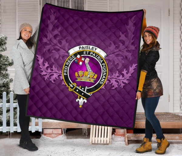 Paisley District Clan Quilt, Scottish Tartan Paisley District Clans Quilt Violet Style - Image 2