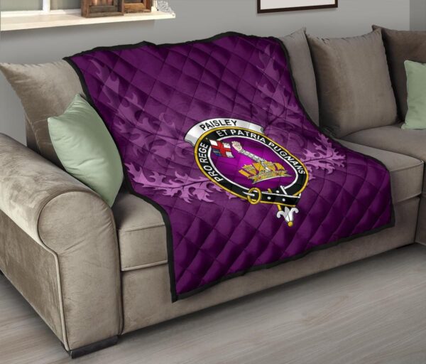 Paisley District Clan Quilt, Scottish Tartan Paisley District Clans Quilt Violet Style - Image 9